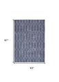 5' X 7' Blue and Ivory Geometric Power Loom Washable Area Rug