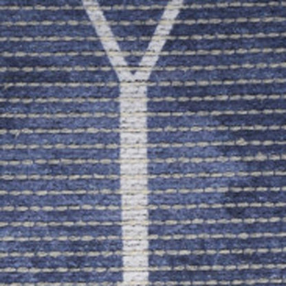 5' X 7' Blue and Ivory Geometric Power Loom Washable Area Rug