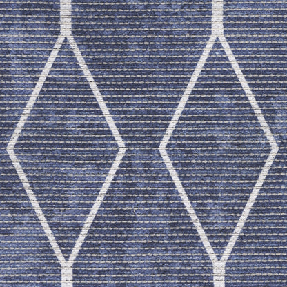 5' X 7' Blue and Ivory Geometric Power Loom Washable Area Rug