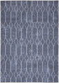 6' X 9' Blue and Ivory Geometric Power Loom Washable Area Rug