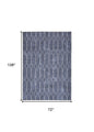 6' X 9' Blue and Ivory Geometric Power Loom Washable Area Rug