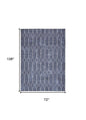 6' X 9' Blue and Ivory Geometric Power Loom Washable Area Rug