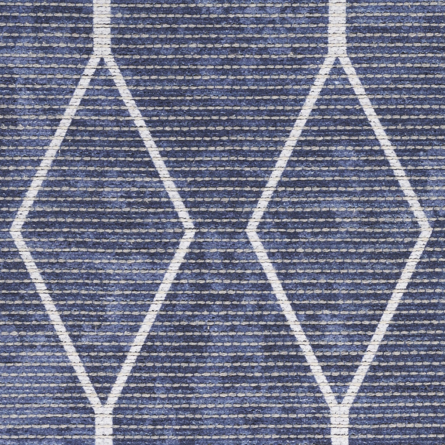 6' X 9' Blue and Ivory Geometric Power Loom Washable Area Rug