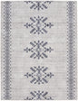 8' X 10' Gray and Ivory Geometric Power Loom Washable Area Rug