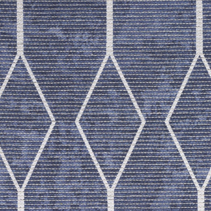 8' X 10' Blue and Ivory Geometric Power Loom Washable Area Rug