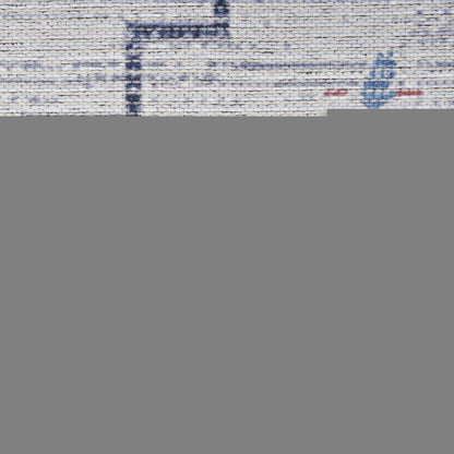 5' X 7' Ivory and Blue Oriental Power Loom Washable Area Rug