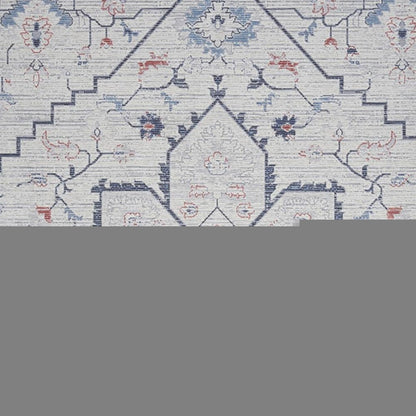 6' X 9' Ivory and Blue Oriental Power Loom Washable Area Rug