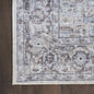 8' Beige and Ivory Floral Power Loom Distressed Washable Runner Rug