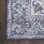 8' Blue and Ivory Floral Power Loom Distressed Washable Runner Rug