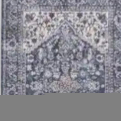 8' Blue and Ivory Floral Power Loom Distressed Washable Runner Rug