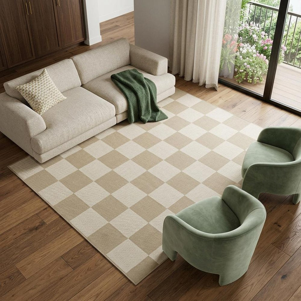 8' X 10' Natural and Ivory Geometric Power Loom Washable Non Skid Area Rug