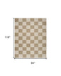 8' X 10' Natural and Ivory Geometric Power Loom Washable Non Skid Area Rug