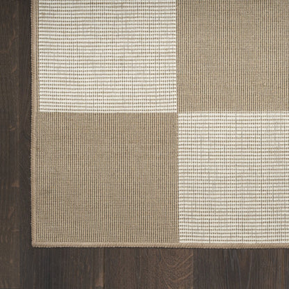 5' X 7' Natural and Ivory Geometric Power Loom Washable Non Skid Area Rug