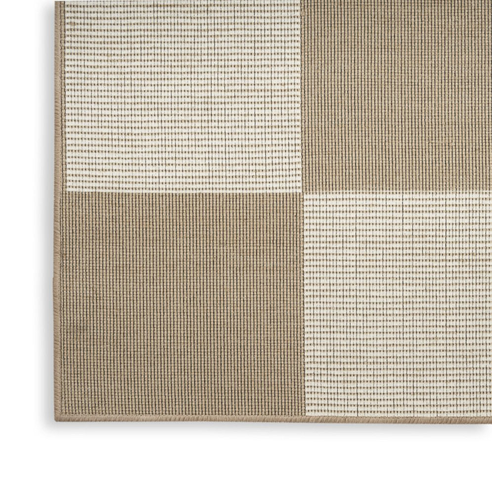 5' X 7' Natural and Ivory Geometric Power Loom Washable Non Skid Area Rug