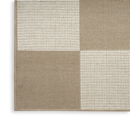 4' X 6' Natural and Ivory Geometric Power Loom Washable Non Skid Area Rug