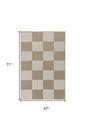 4' X 6' Natural and Ivory Geometric Power Loom Washable Non Skid Area Rug