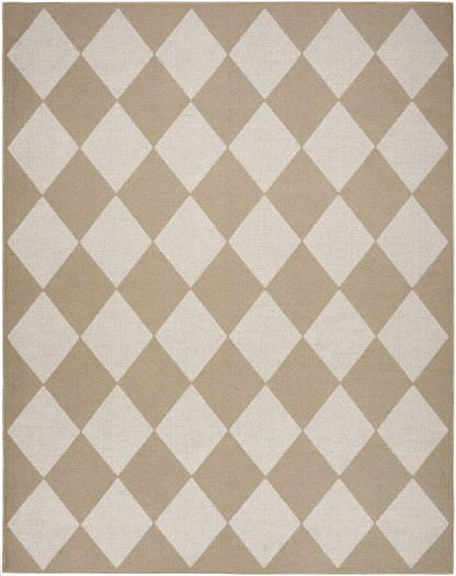 5' X 7' Natural and Ivory Geometric Power Loom Washable Non Skid Area Rug