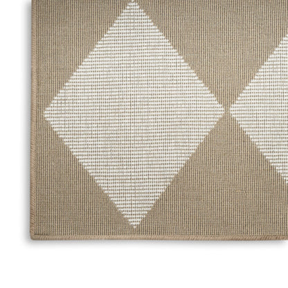 5' X 7' Natural and Ivory Geometric Power Loom Washable Non Skid Area Rug