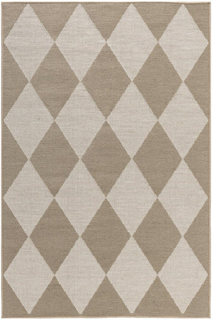 4' X 6' Natural and Ivory Geometric Power Loom Washable Non Skid Area Rug