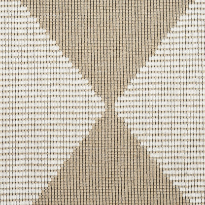 4' X 6' Natural and Ivory Geometric Power Loom Washable Non Skid Area Rug