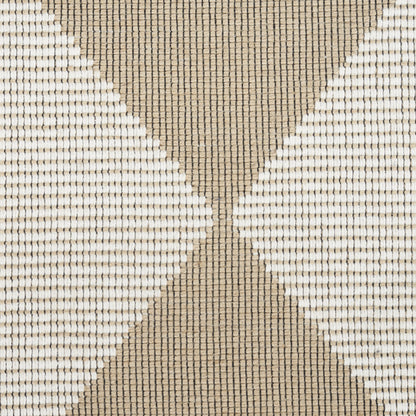 4' X 6' Natural and Ivory Geometric Power Loom Washable Non Skid Area Rug