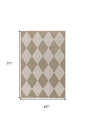 4' X 6' Natural and Ivory Geometric Power Loom Washable Non Skid Area Rug