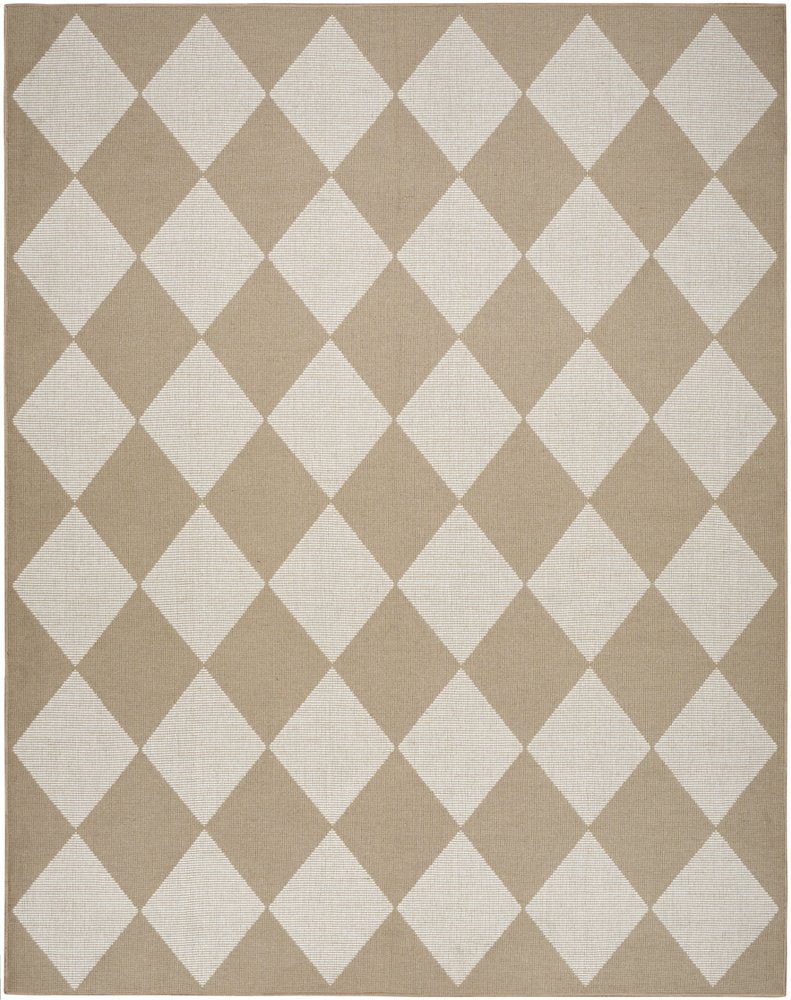 8' X 10' Natural and Ivory Geometric Power Loom Washable Non Skid Area Rug
