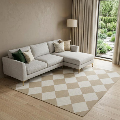 8' X 10' Natural and Ivory Geometric Power Loom Washable Non Skid Area Rug
