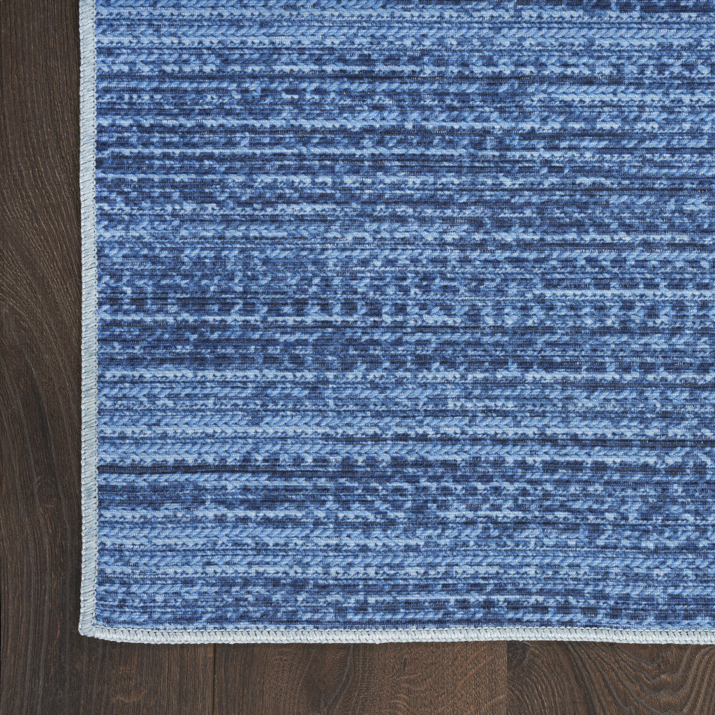 5' X 7' Blue and Gray Abstract Power Loom Washable Non Skid Area Rug