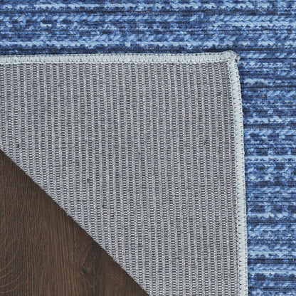 5' X 7' Blue and Gray Abstract Power Loom Washable Non Skid Area Rug