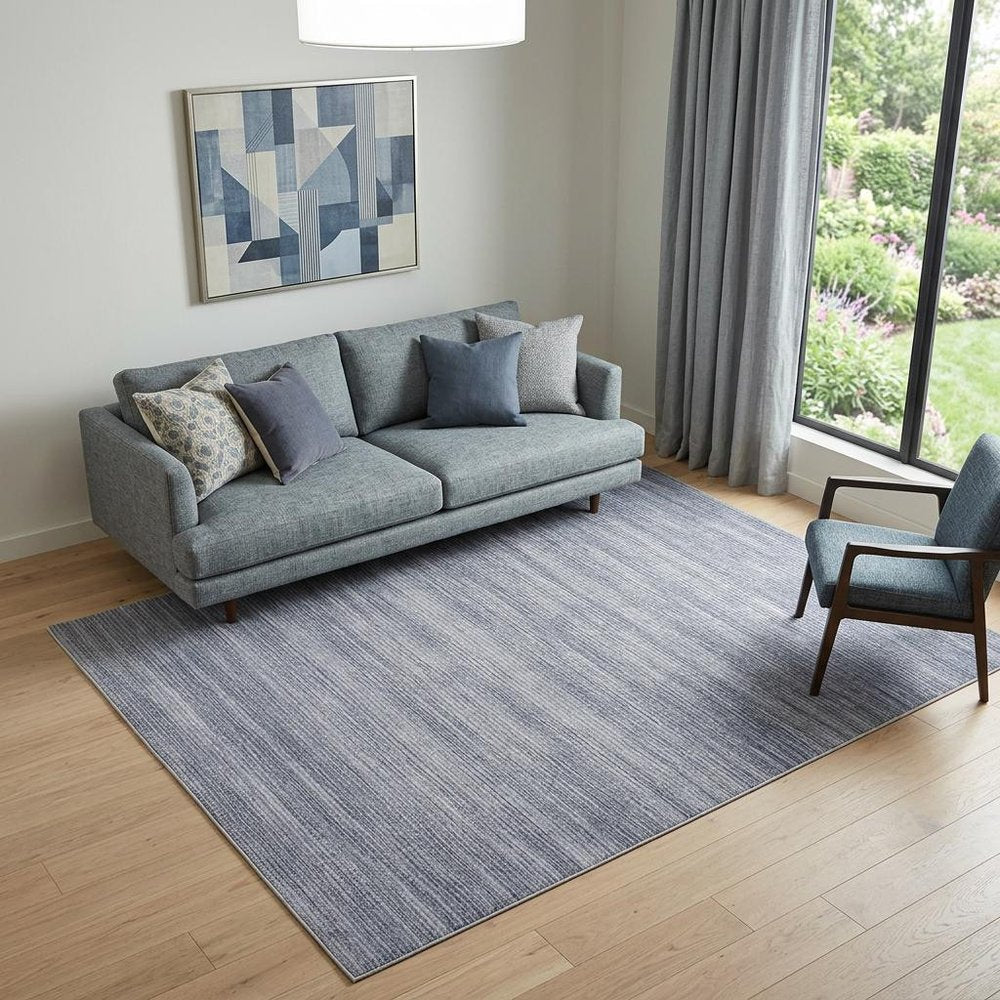 5' X 7' Gray and Ivory Abstract Power Loom Washable Non Skid Area Rug
