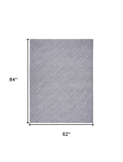 5' X 7' Gray and Ivory Abstract Power Loom Washable Non Skid Area Rug