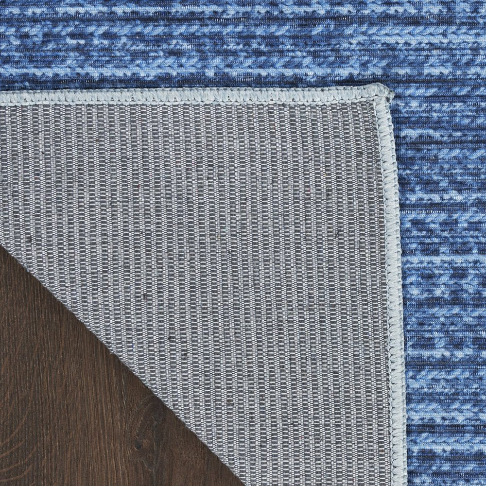 8' X 10' Blue and Gray Abstract Power Loom Washable Non Skid Area Rug