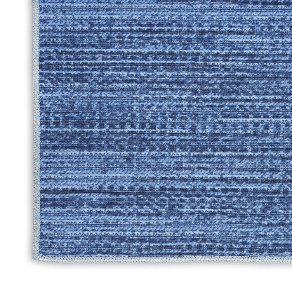 8' X 10' Blue and Gray Abstract Power Loom Washable Non Skid Area Rug