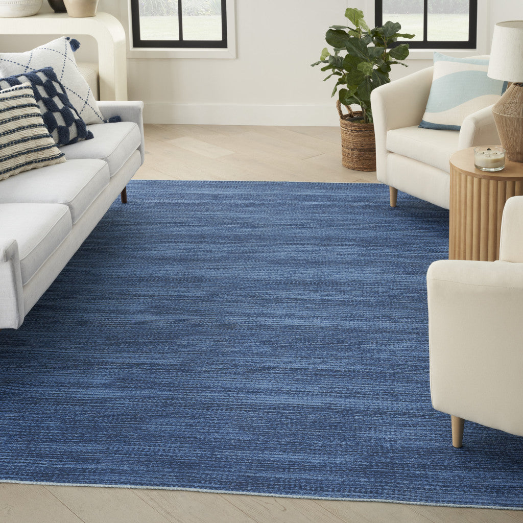 8' X 10' Blue and Gray Abstract Power Loom Washable Non Skid Area Rug