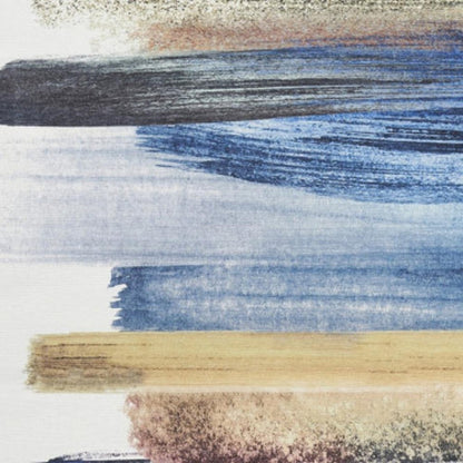 8' X 10' Ivory and Blue Abstract Power Loom Washable Non Skid Area Rug