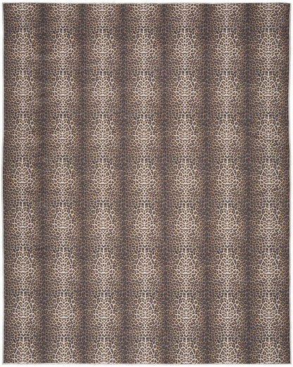 5' X 7' Brown and Ivory Leopard Print Power Loom Washable Non Skid Area Rug