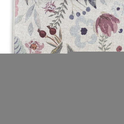 5' X 7' Ivory Pink and Green Floral Power Loom Washable Non Skid Area Rug