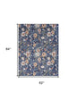 5' X 7' Blue and Green Floral Power Loom Washable Non Skid Area Rug