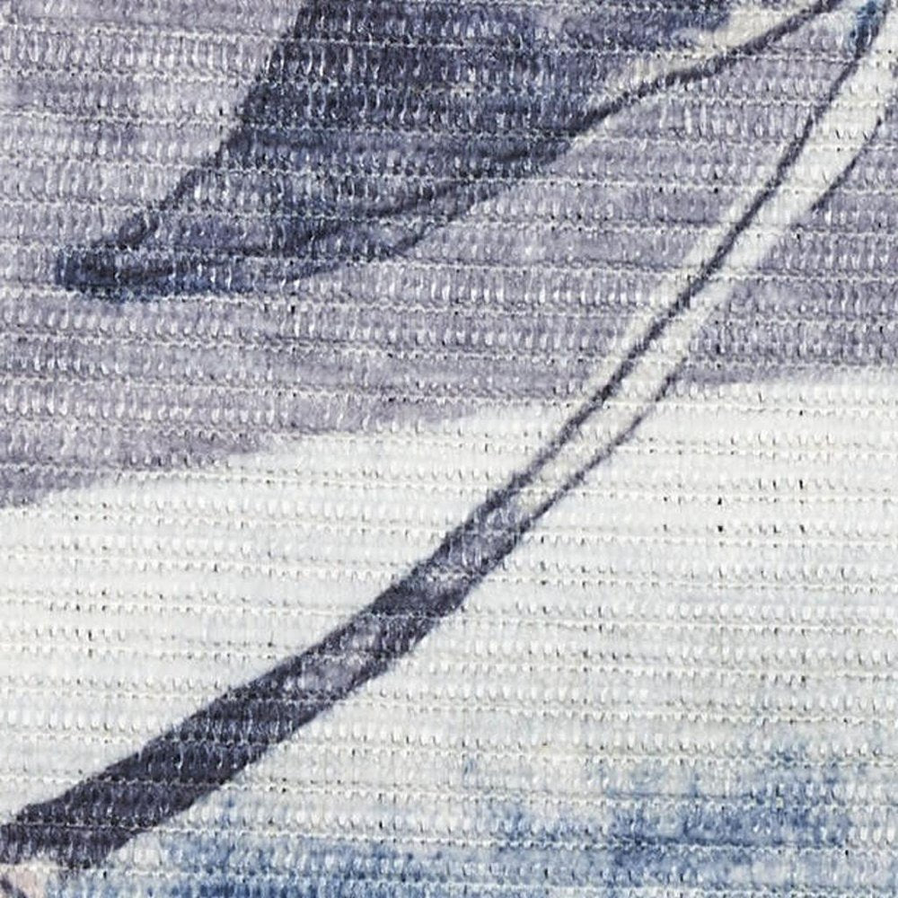 5' X 7' Ivory Blue and Gray Floral Power Loom Washable Non Skid Area Rug