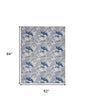 5' X 7' Ivory Blue and Gray Floral Power Loom Washable Non Skid Area Rug