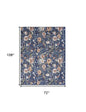 6' X 9' Blue and Green Floral Power Loom Washable Non Skid Area Rug