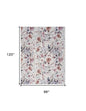 8' X 10' Ivory Pink and Green Floral Power Loom Washable Non Skid Area Rug