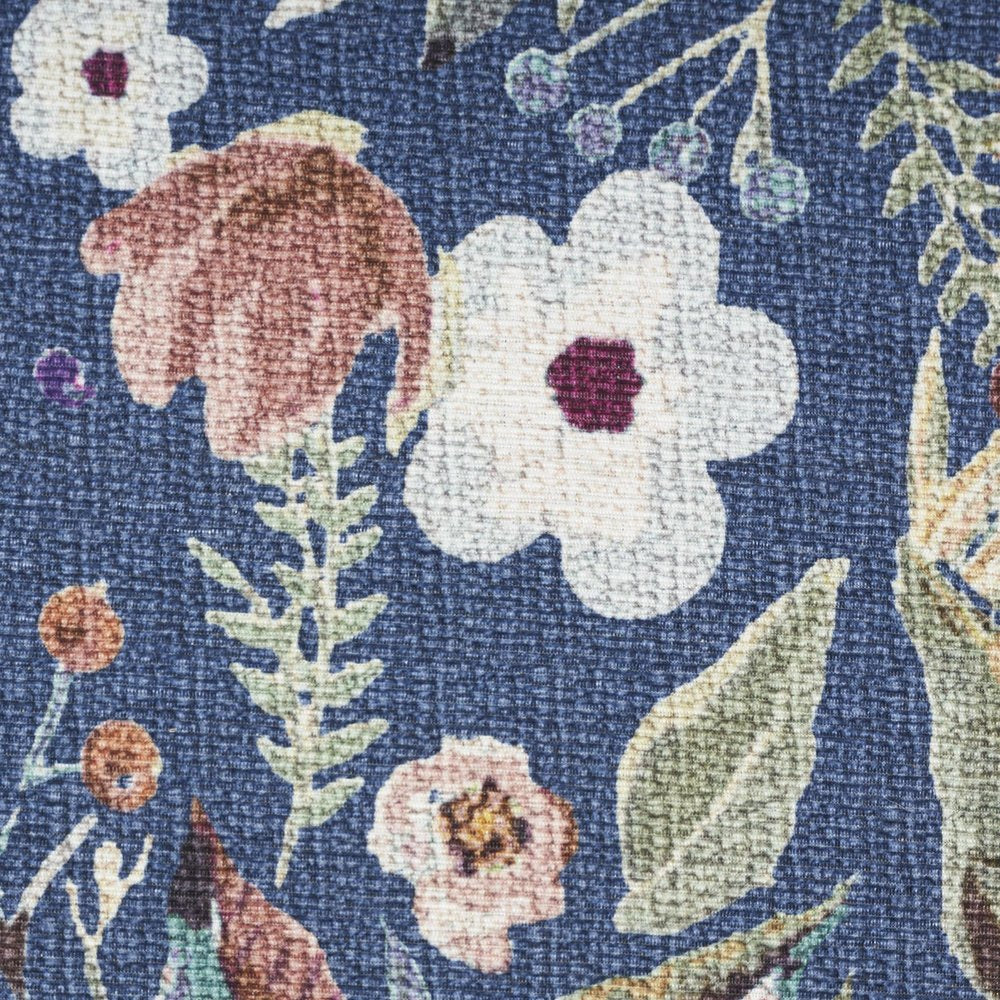 8' X 10' Blue and Green Floral Power Loom Washable Non Skid Area Rug