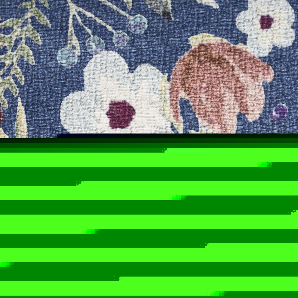 8' X 10' Blue and Green Floral Power Loom Washable Non Skid Area Rug