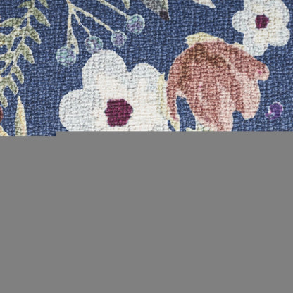 8' X 10' Blue and Green Floral Power Loom Washable Non Skid Area Rug