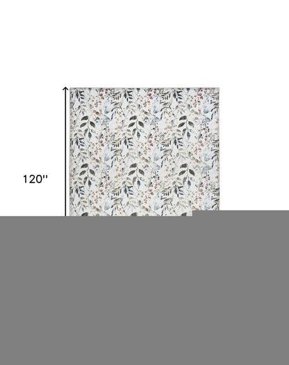 8' X 10' Ivory Green and Red Floral Power Loom Washable Non Skid Area Rug