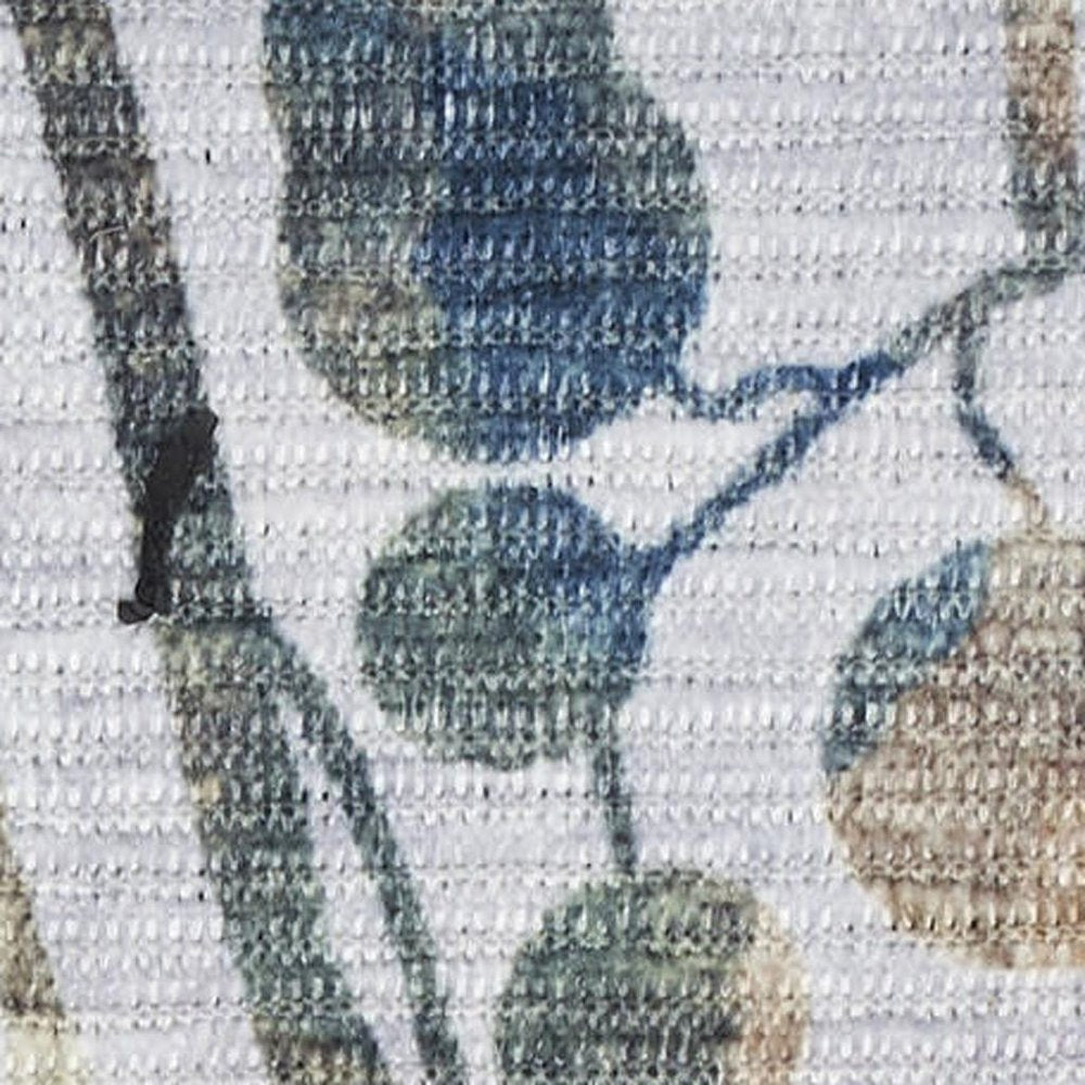8' X 10' Ivory Blue and Gray Floral Power Loom Washable Non Skid Area Rug