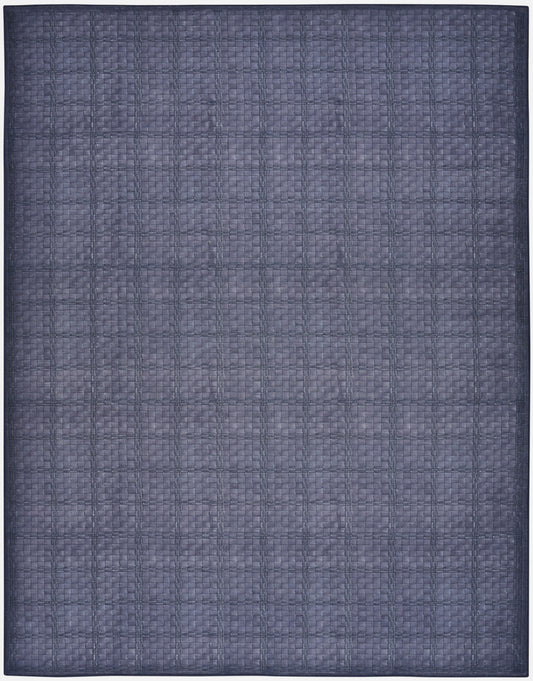 6' X 9' Blue and Gray Geometric Power Loom Washable Non Skid Area Rug