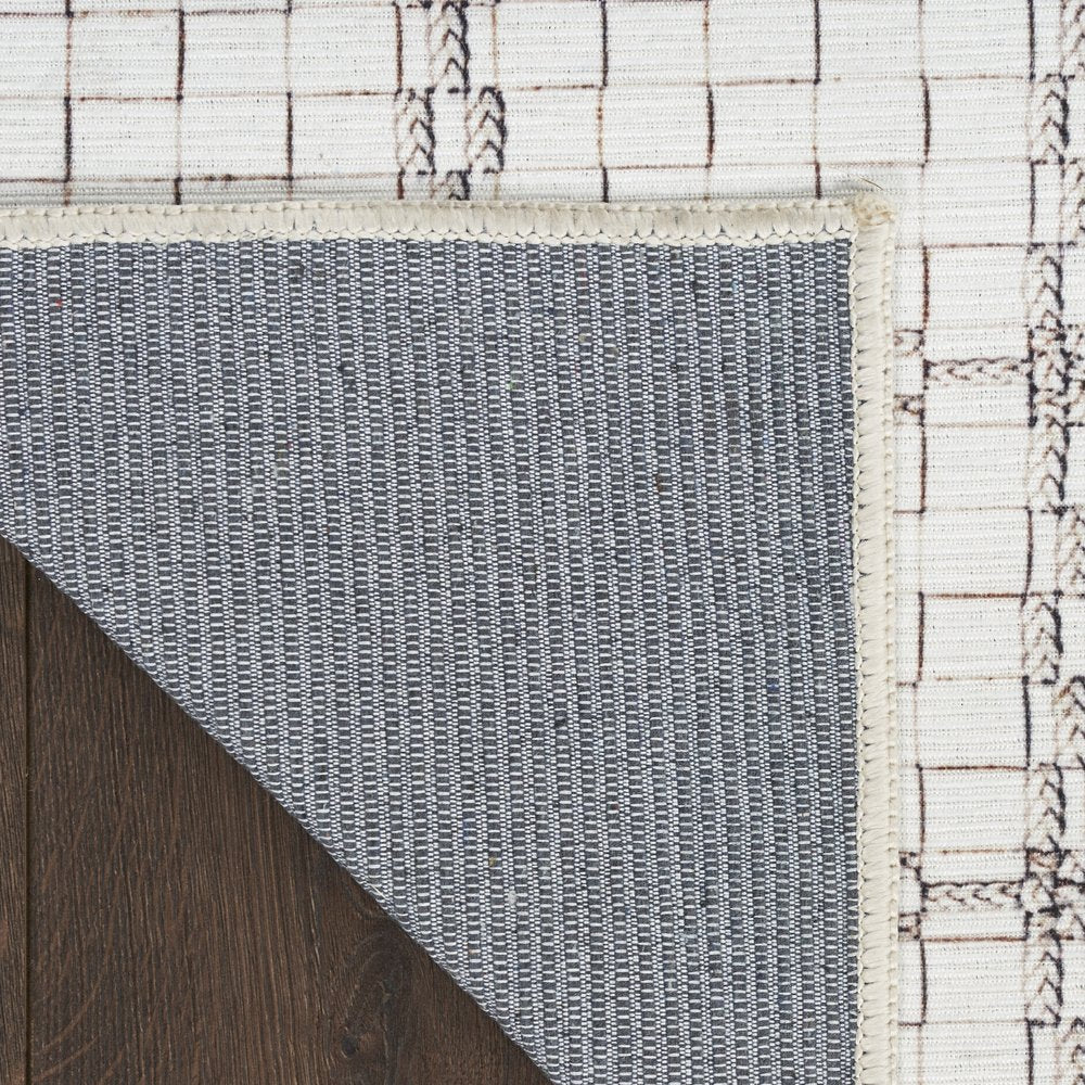 8' X 10' Ivory and Gray Geometric Power Loom Washable Non Skid Area Rug